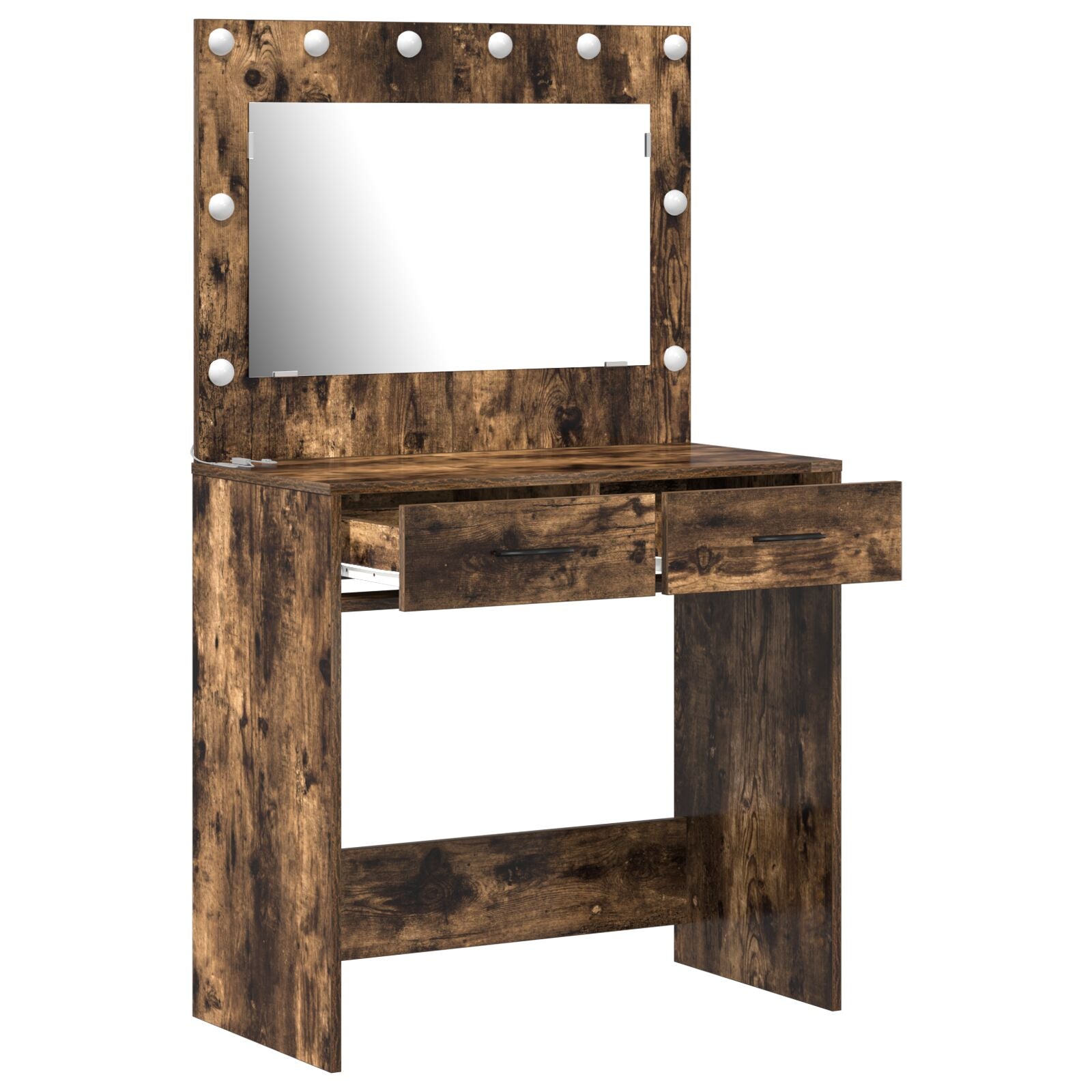 Table de coiffure avec lumières LED Chêne fumé 78.5x41x135 cm Coiffeuses vidaXL