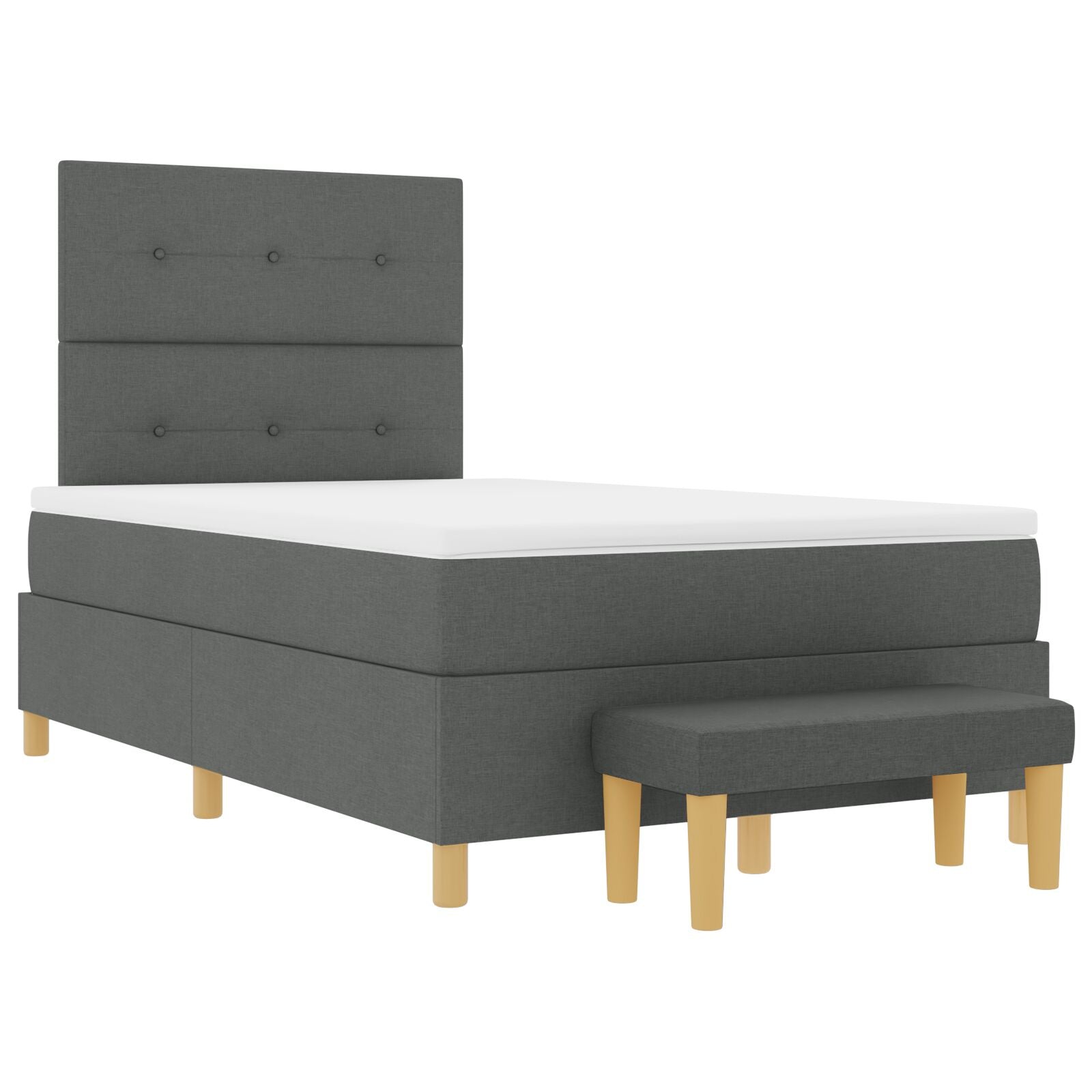 Lit Box Spring avec Matelas & Banc Gris Foncé 120x190 cm Tissu Lits & cadres de lit vidaXL