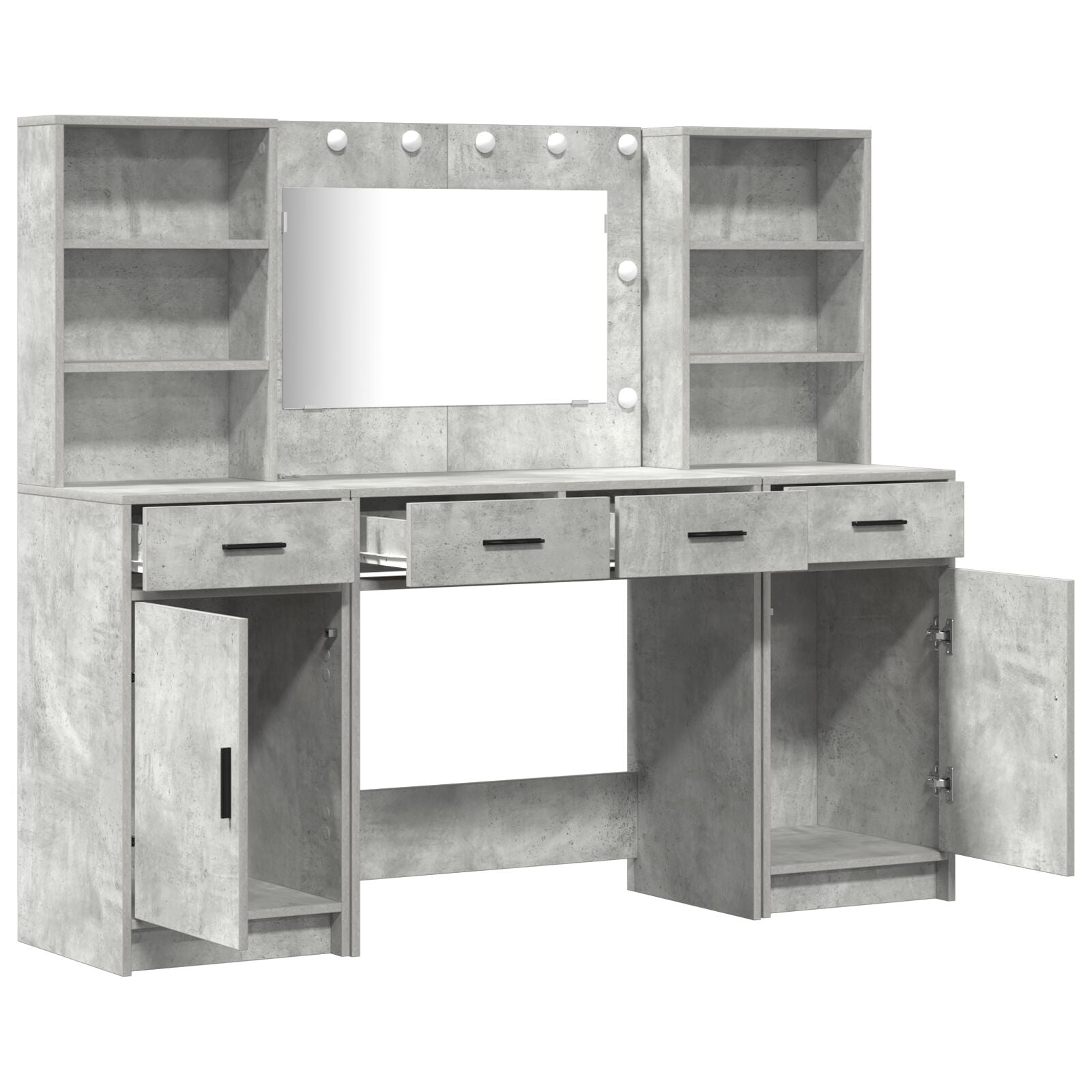 Ensemble de coiffeuse de 3 pièces vidaXL en bois d'ingénierie gris béton Coiffeuses vidaXL