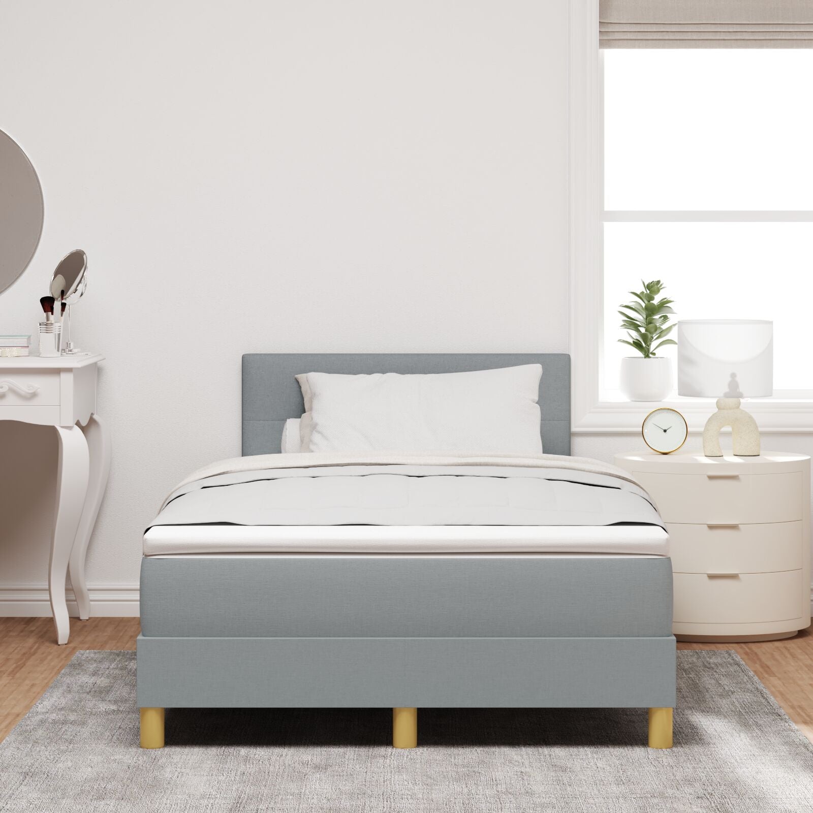 Lit à ressort avec matelas Gris clair 120x190 cm Tissu Lits & cadres de lit vidaXL