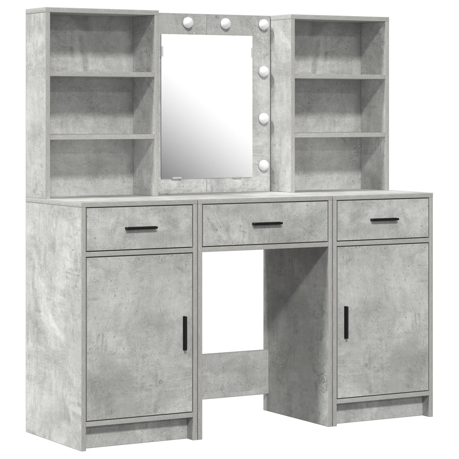 Ensemble de coiffeuse de 3 pièces en béton gris en bois reconstitué Coiffeuses vidaXL