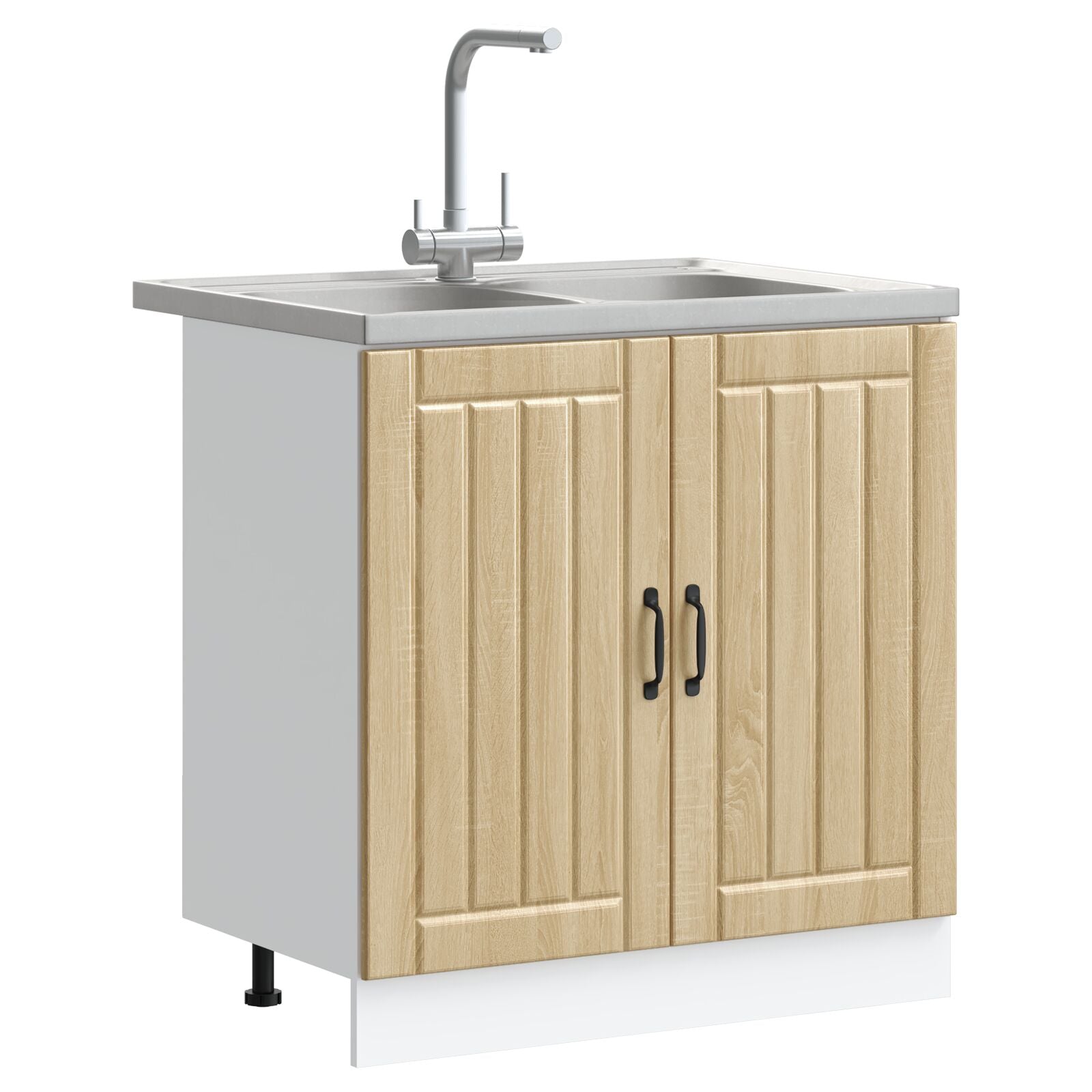 Meuble de cuisine vidaXL ""Lucca"" avec bacs doubles en chêne sonoma en bois d'ingénierie Meubles de cuisine vidaXL