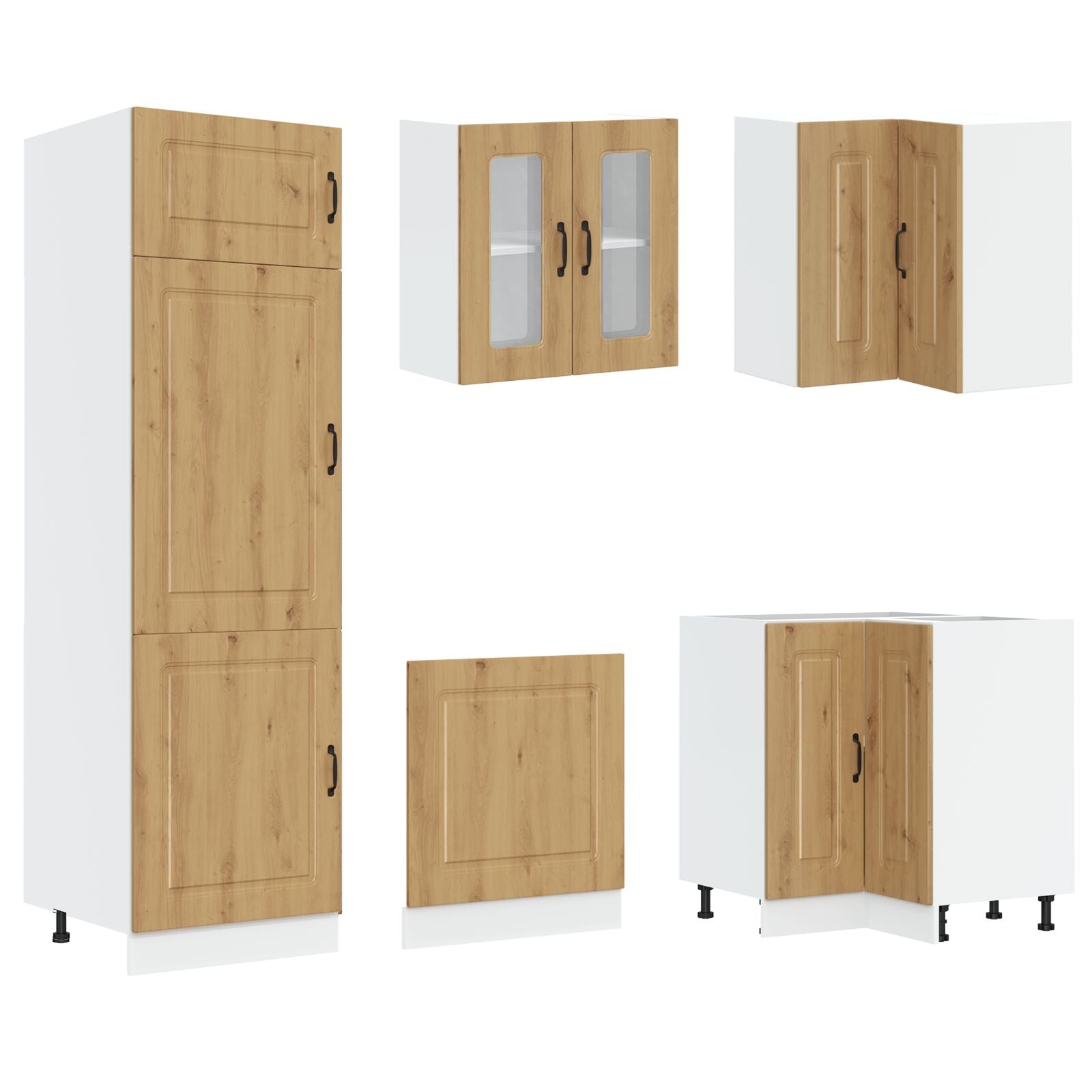 Meuble de cuisine vidaXL ""Kalmar"" avec doubles éviers en chêne artisan, bois d'ingénierie Meubles de cuisine vidaXL