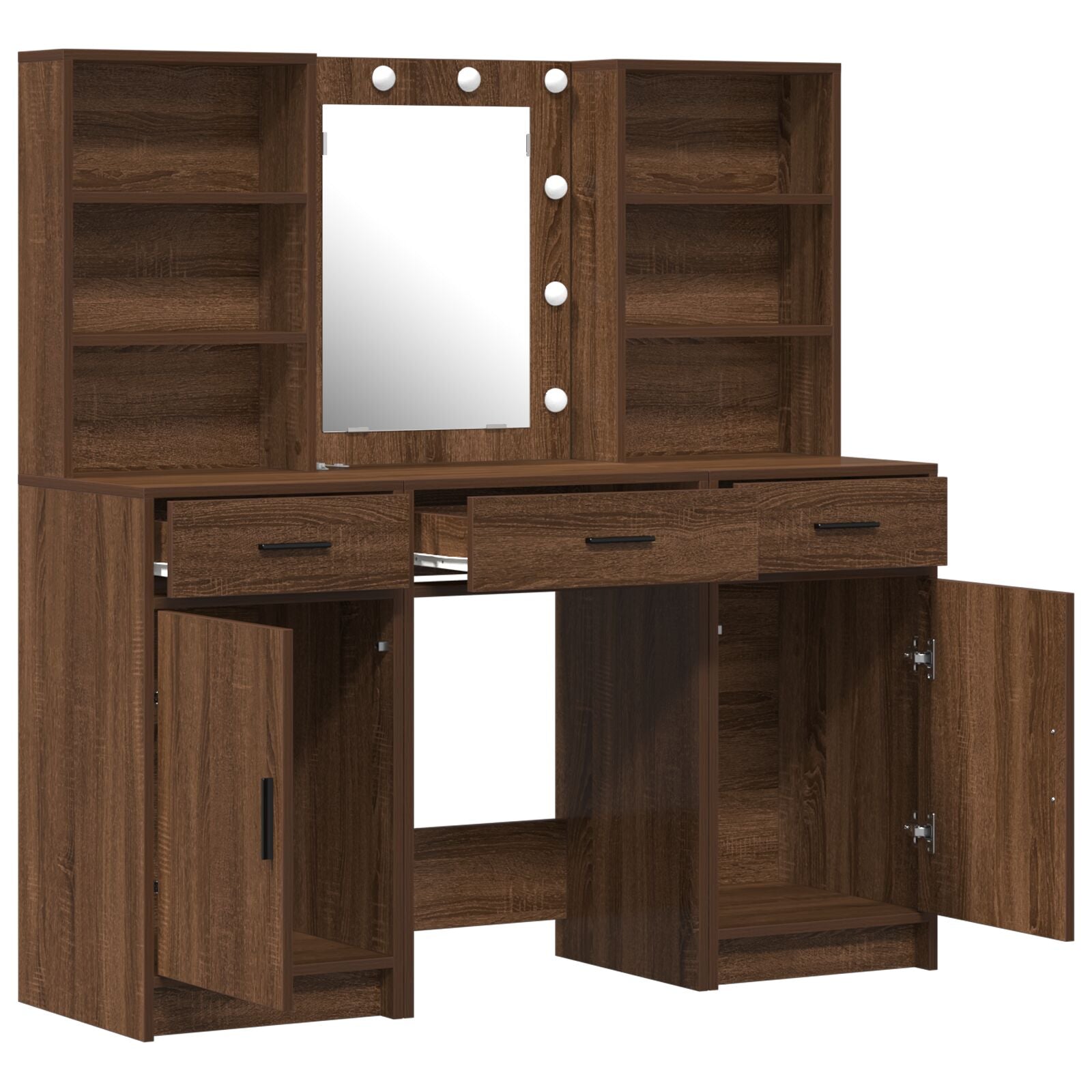 Table de maquillage vidaXL Ensemble de 3 Bois vieilli Bois d'ingénierie Coiffeuses vidaXL
