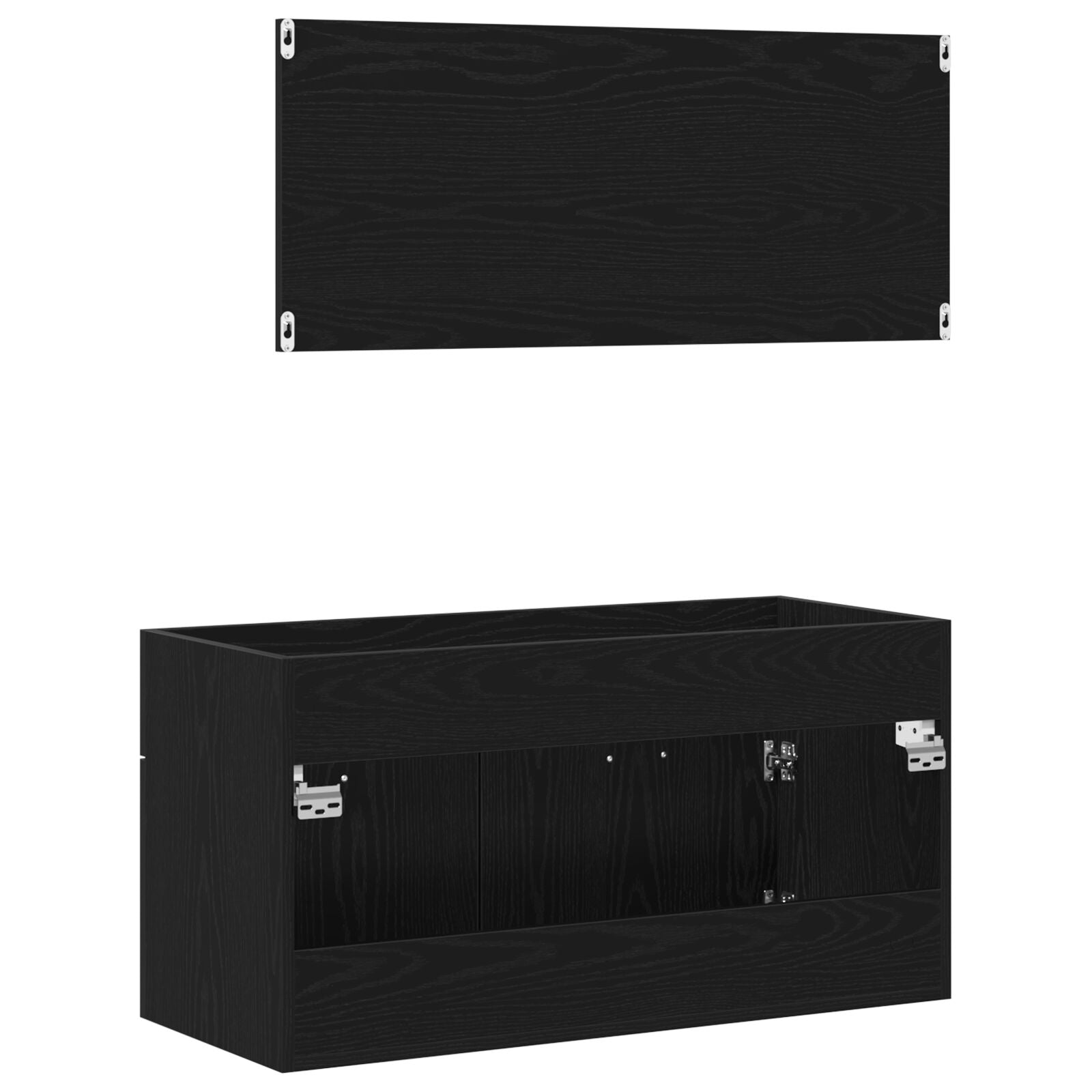 Ensemble de meubles de salle de bain 2 pièces en bois d'ingénierie chêne noir Ensembles de mobilier pour salles de bains vidaXL