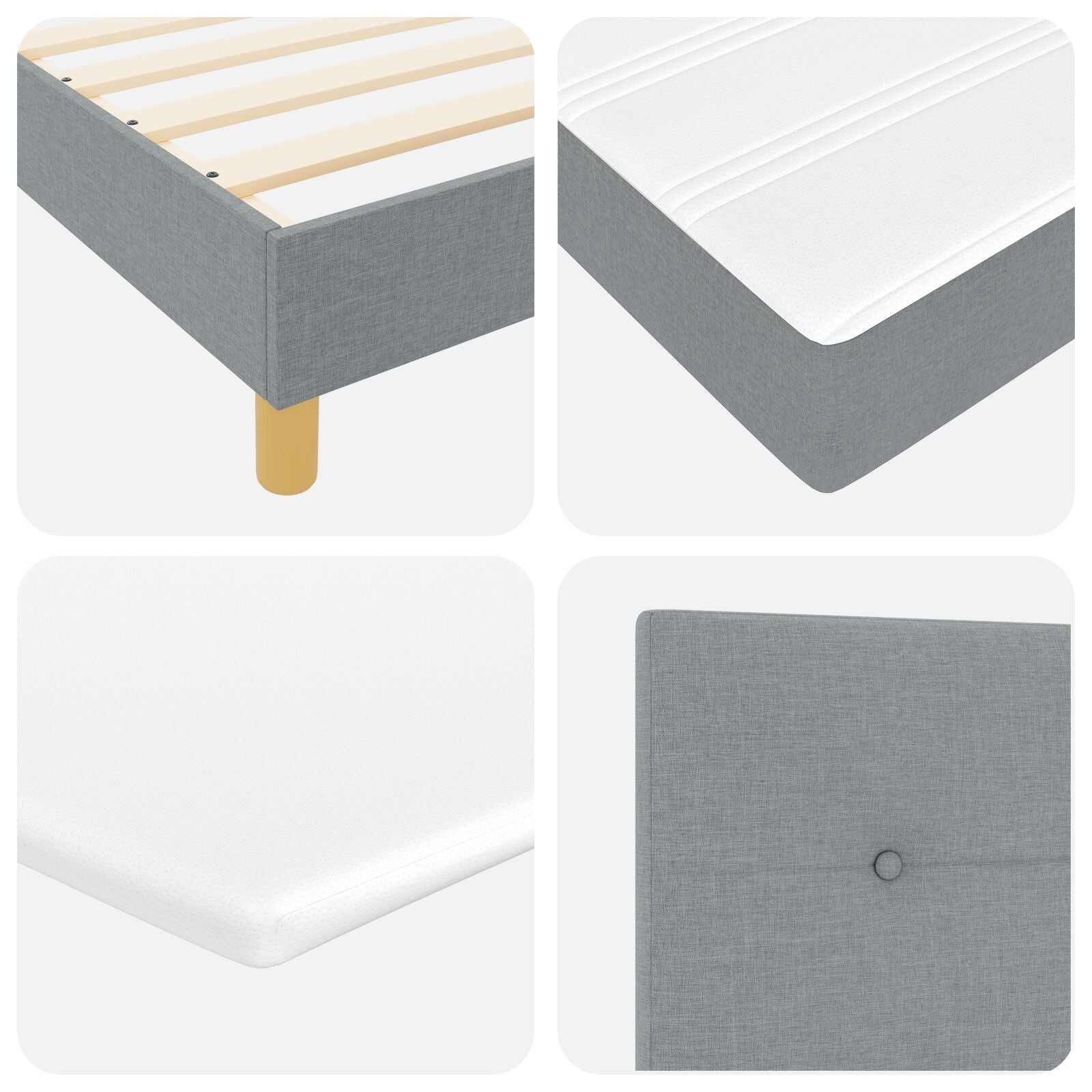 Lit à ressort avec matelas Gris clair 120x190 cm Tissu Lits & cadres de lit vidaXL