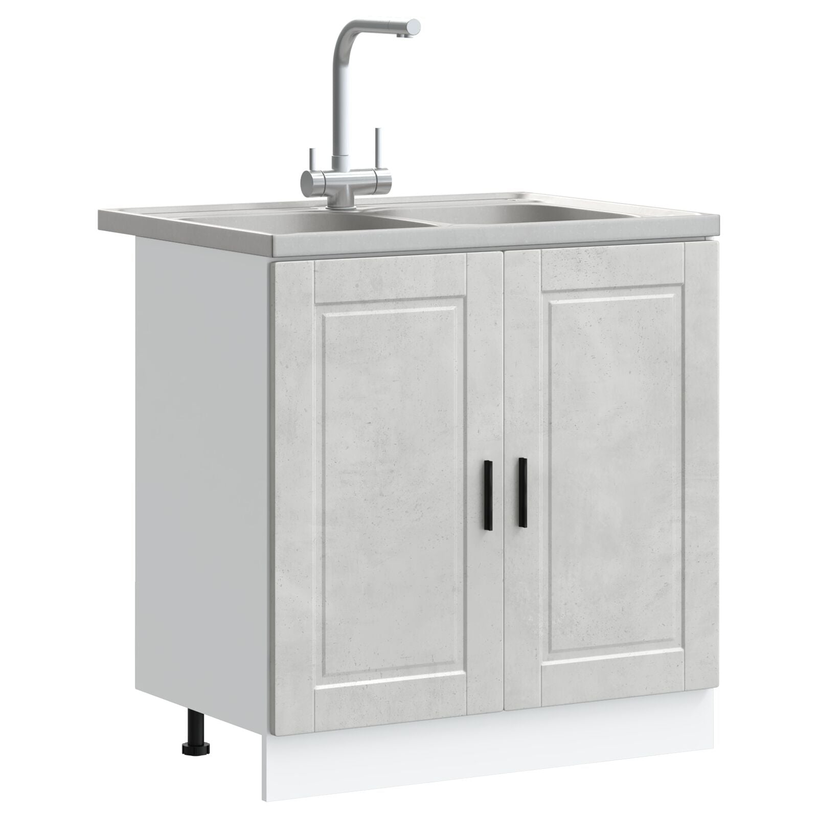 Meuble de cuisine vidaXL ""Porto"" avec évier en béton gris 80x46x84,5 cm en bois d'ingénierie Meubles de cuisine vidaXL