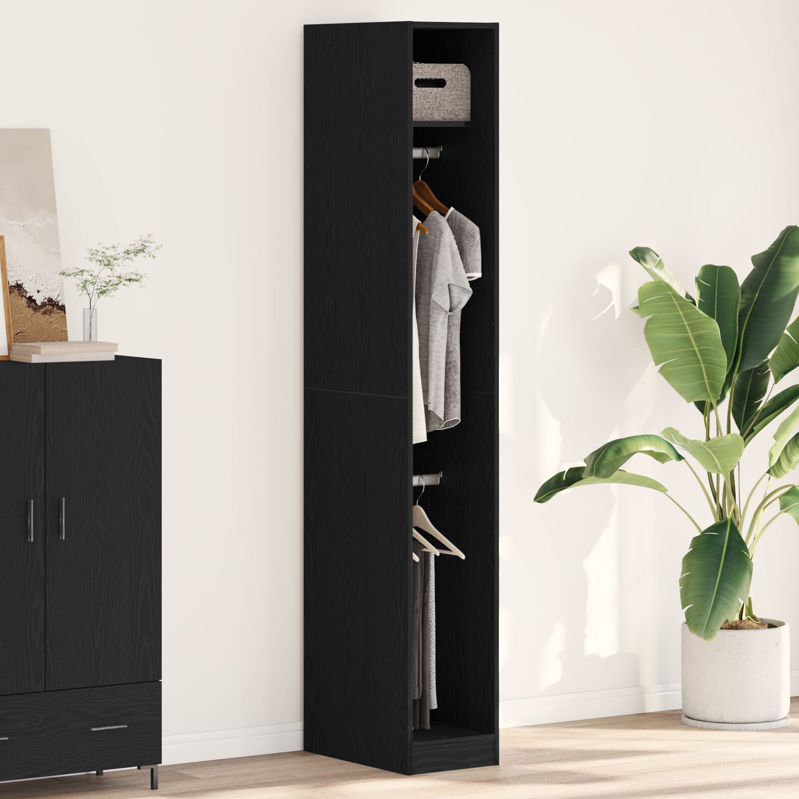 Garde-robe vidaXL en chêne noir 30x50x200 cm en bois composite Armoires vidaXL
