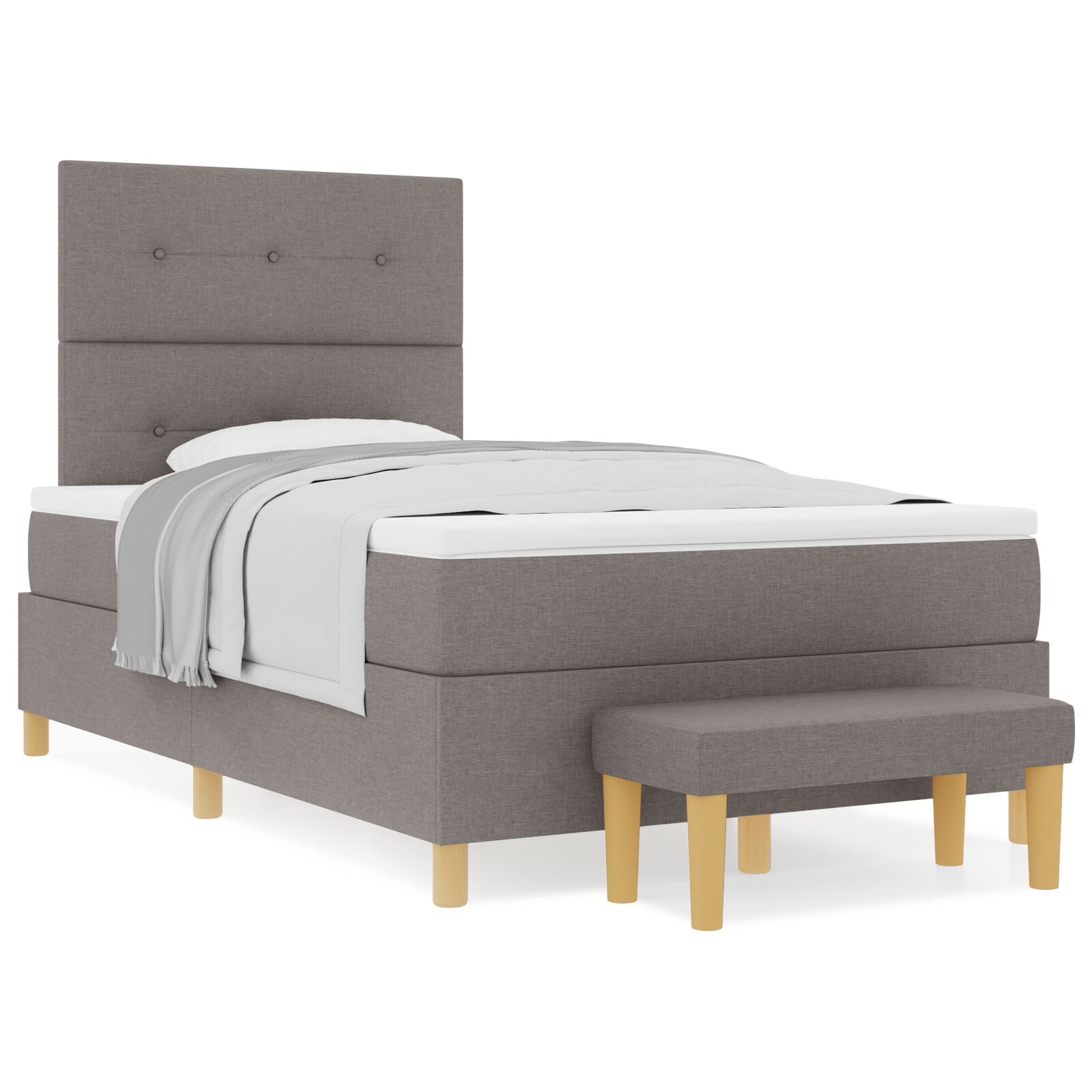 lit box spring avec matelas et banc taupe 120x190 cm tissu Lits & cadres de lit vidaXL