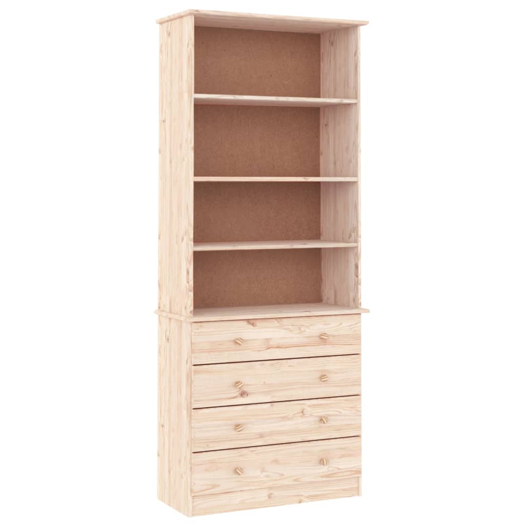 Bibliothèque avec tiroirs ALTA 77x35x186,5cm bois massif de pin - XIOS