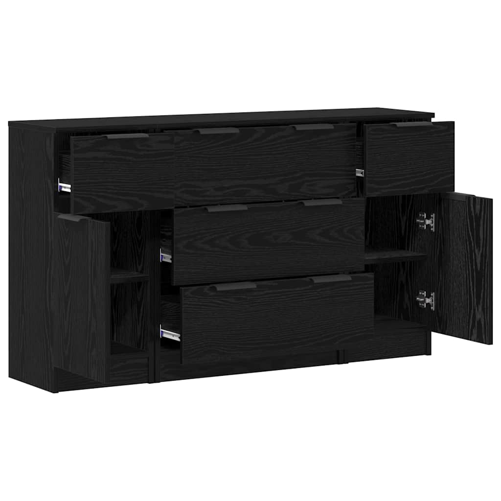 Buffet 3 pc Chêne noir 121 x 30 x 70 cm Bois d'ingénierie - XIOS