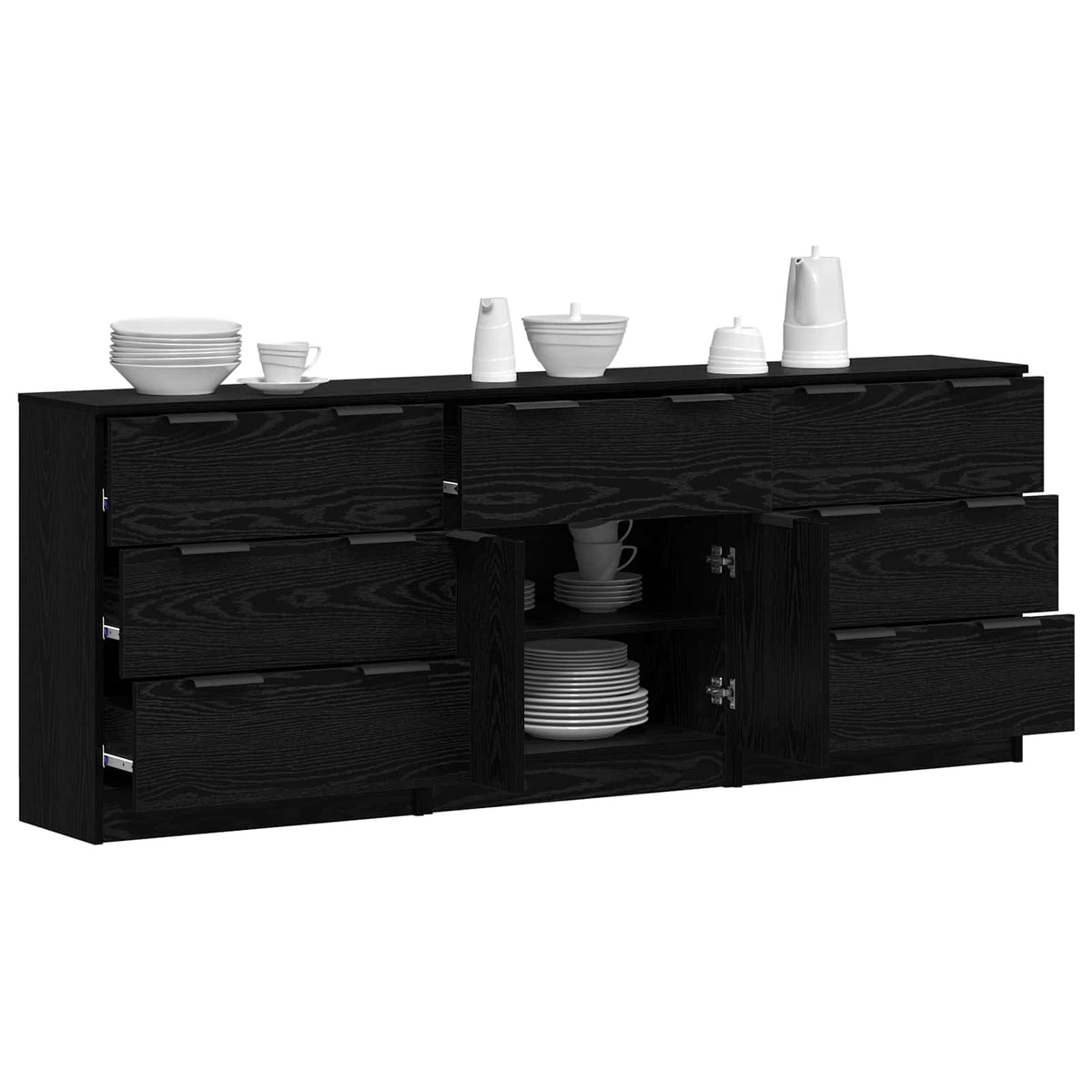 Buffet 3 pc Chêne noir 181 x 30 x 70 cm Bois d’ingénierie - XIOS
