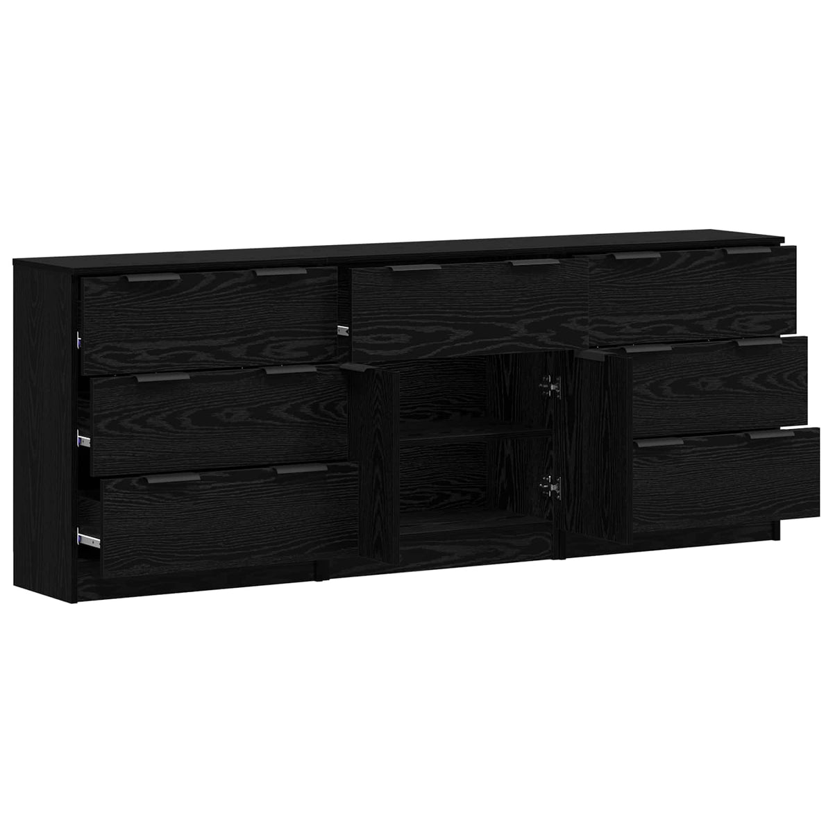 Buffet 3 pc Chêne noir 181 x 30 x 70 cm Bois d’ingénierie - XIOS