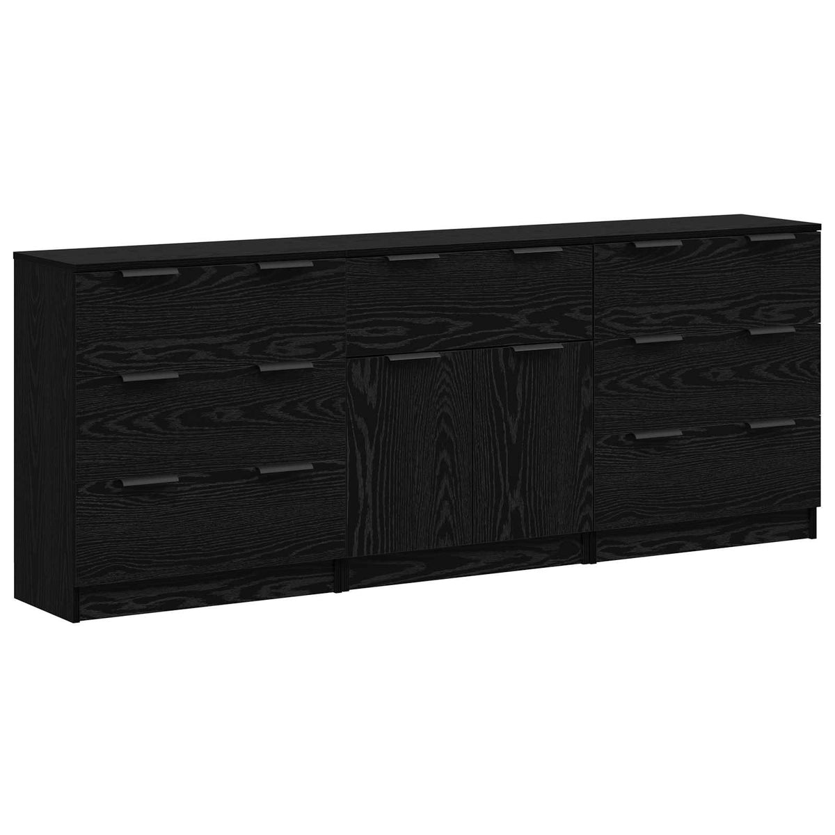 Buffet 3 pc Chêne noir 181 x 30 x 70 cm Bois d’ingénierie - XIOS