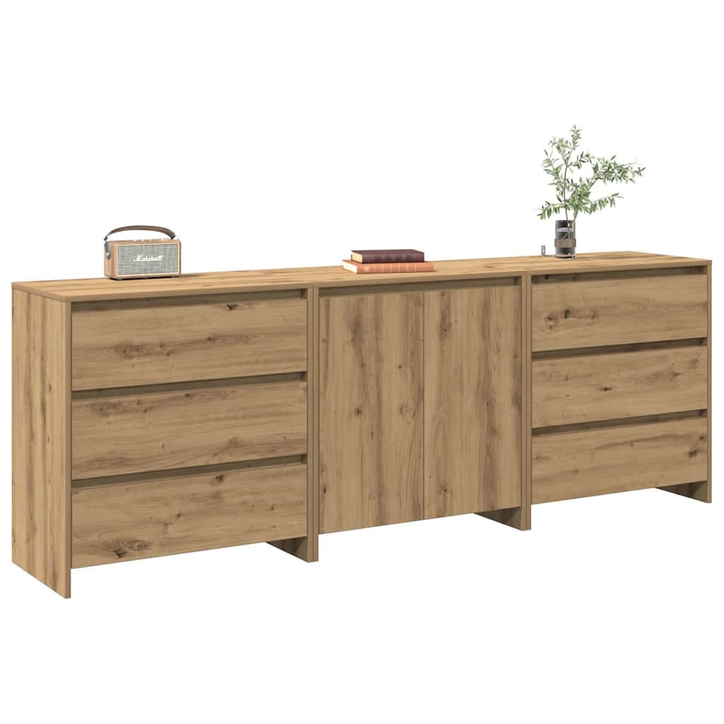 Buffet 3 pcs chêne artisanal bois d’ingénierie - XIOS
