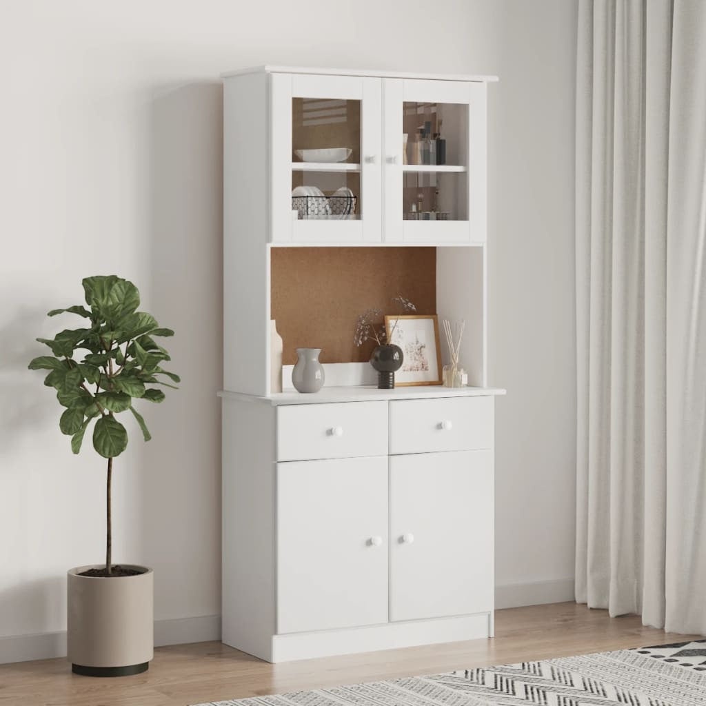 Buffet ALTA blanc 77x35x165 cm bois massif de pin - XIOS