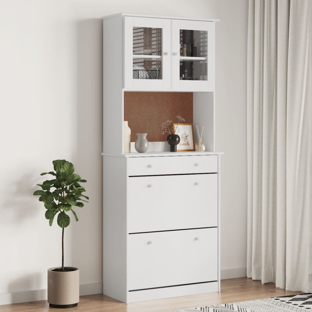 Buffet ALTA blanc 77x35x188 cm bois massif de pin - XIOS