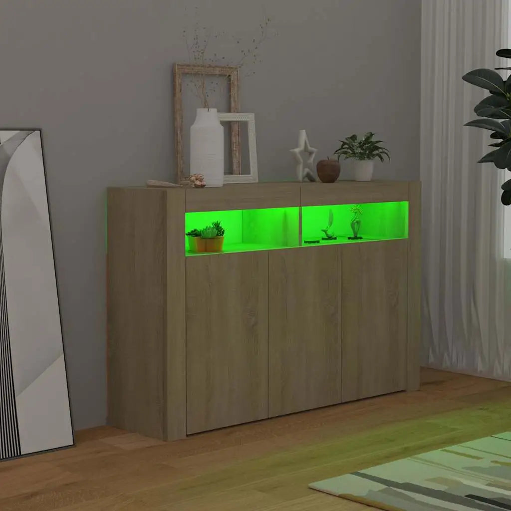 Buffet avec lumières LED chêne sonoma 115,5x30x75 cm - XIOS