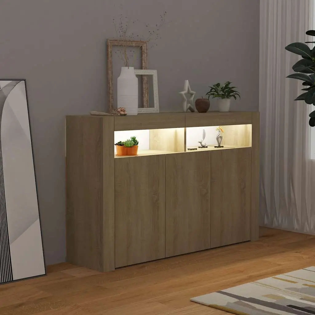 Buffet avec lumières LED chêne sonoma 115,5x30x75 cm - XIOS