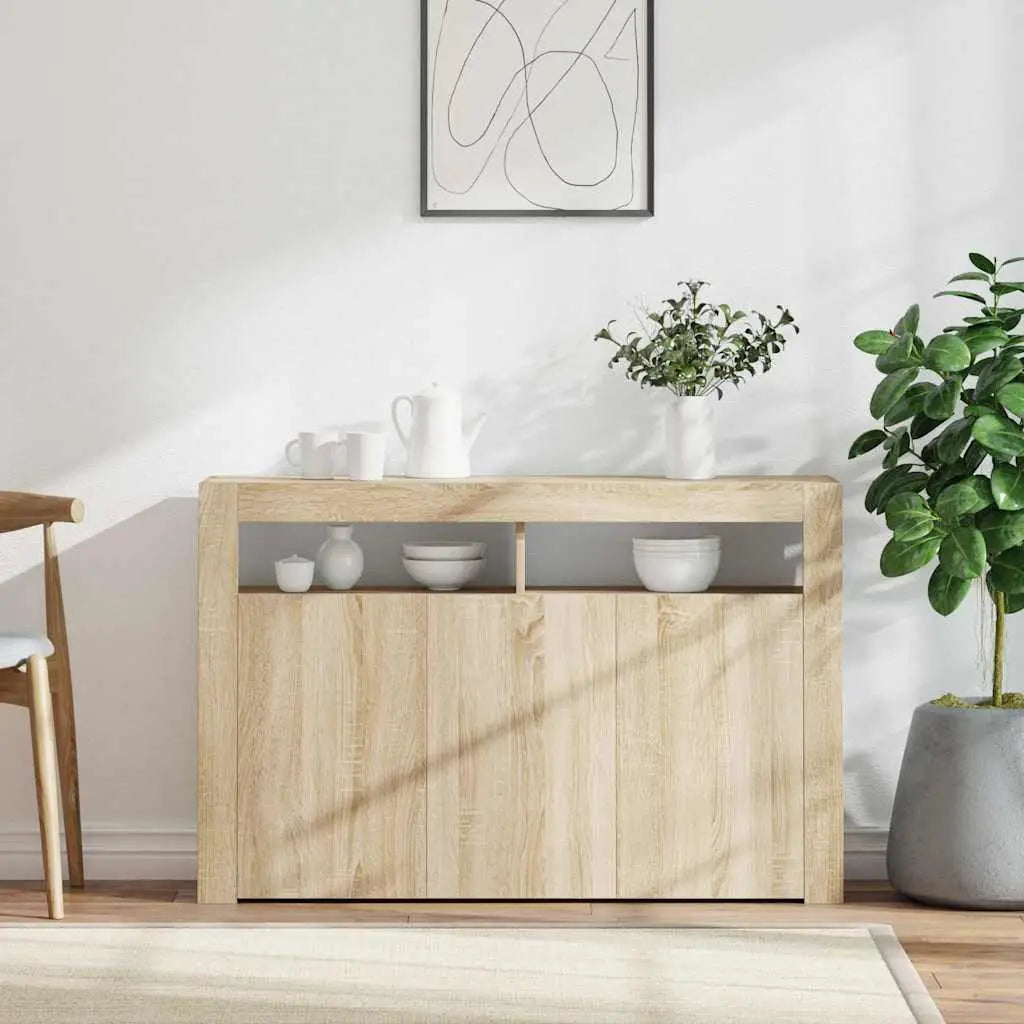 Buffet avec lumières LED chêne sonoma 115,5x30x75 cm - XIOS