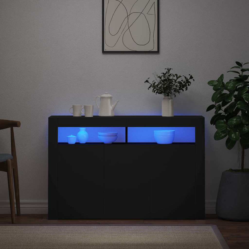 Buffet avec lumières LED noir 115,5x30x75 cm - XIOS