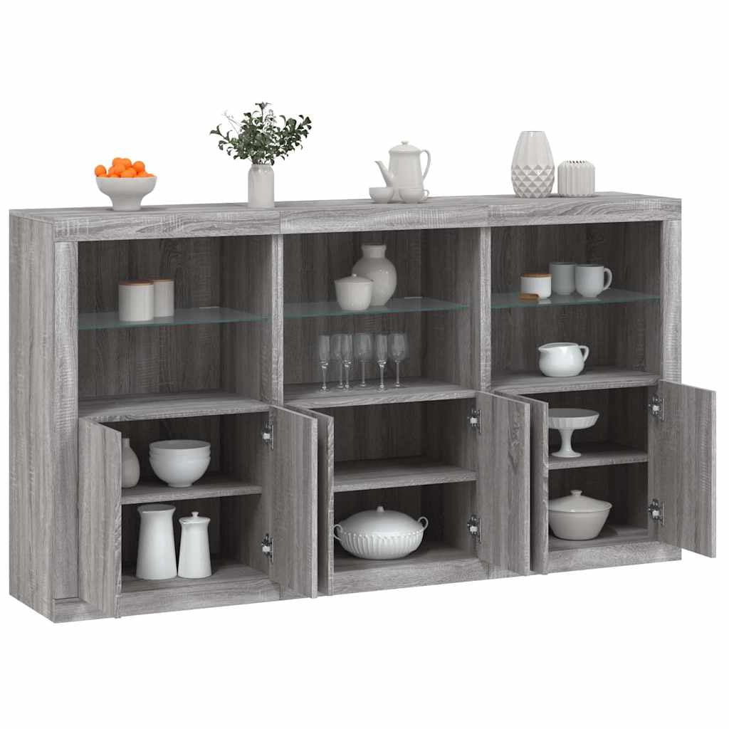 Buffet avec lumières LED sonoma gris 181,5x37x100 cm - XIOS
