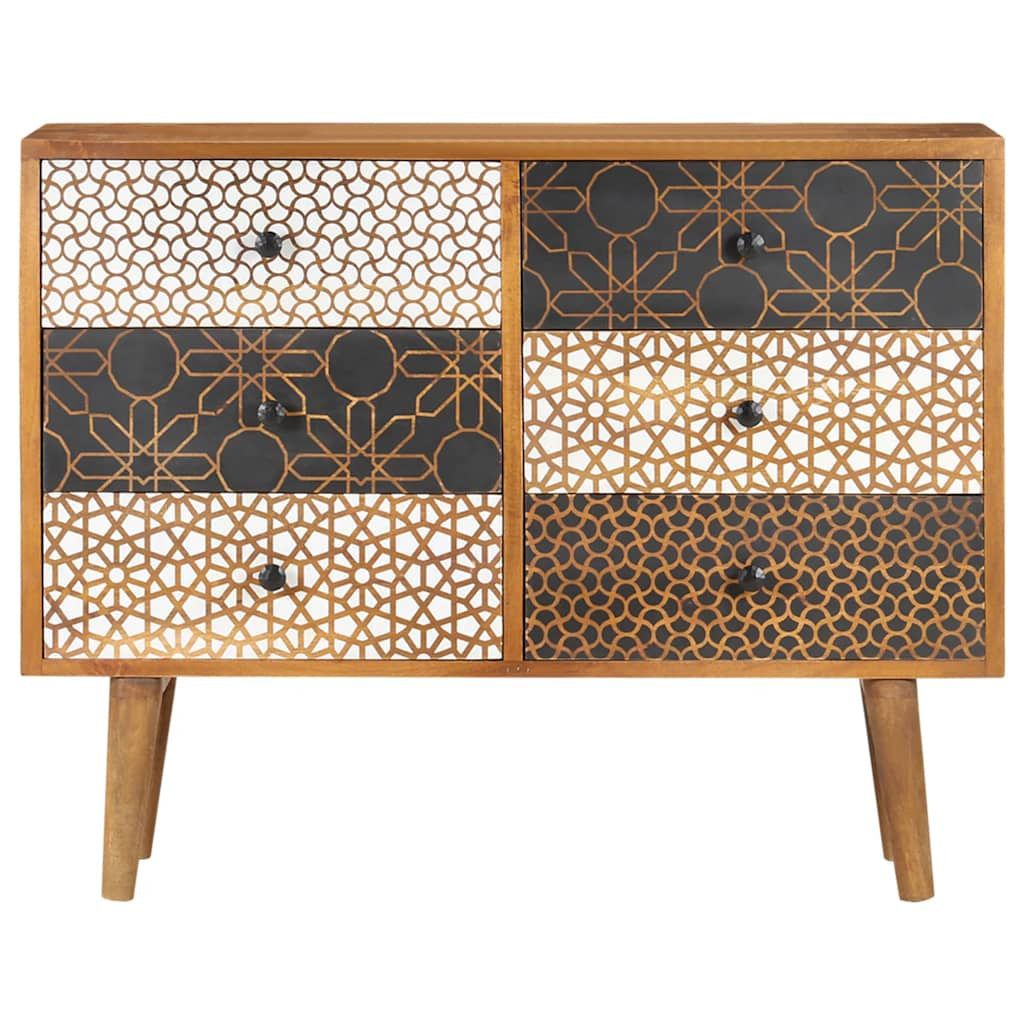 Buffet avec motif imprimé 90x30x70 cm Bois de manguier massif - XIOS