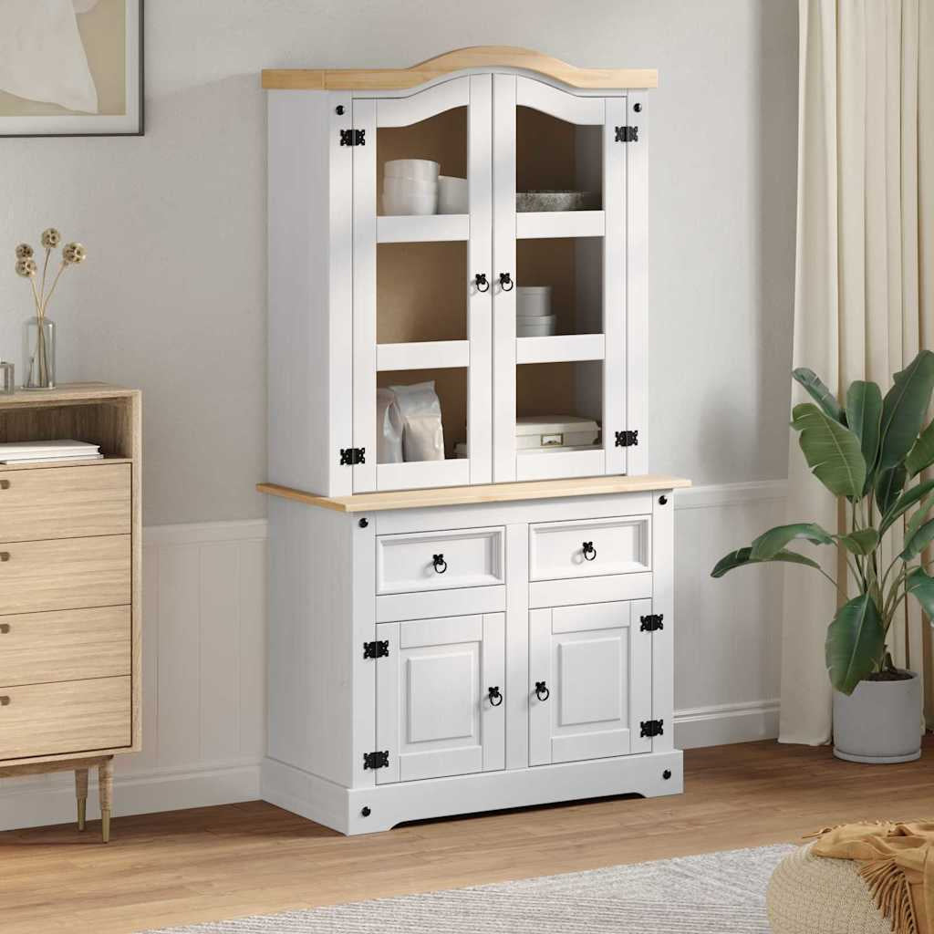 Buffet avec tiroir Corona Blanc 100 x 48,5 x 179 cm Pin massif - XIOS