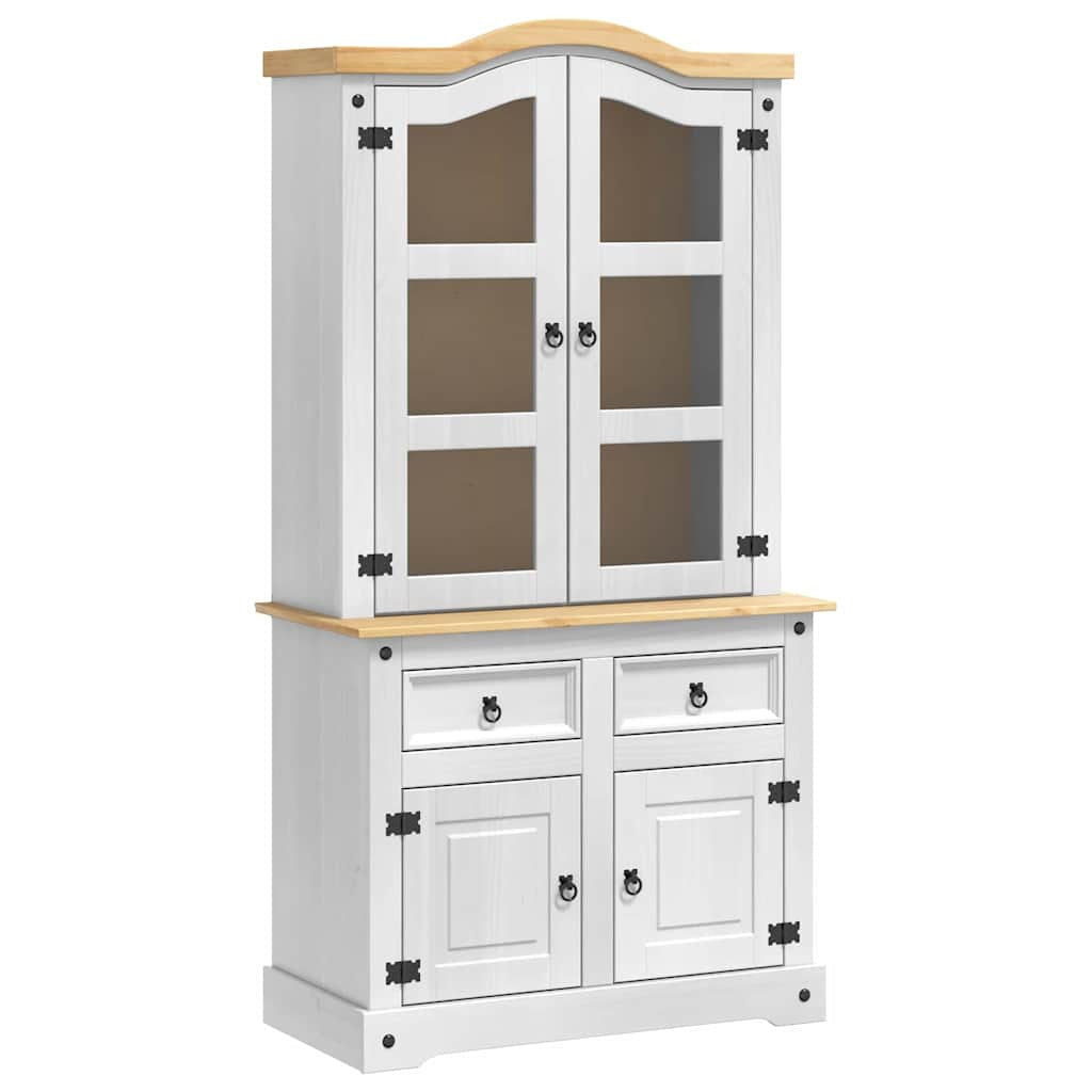 Buffet avec tiroir Corona Blanc 100 x 48,5 x 179 cm Pin massif - XIOS