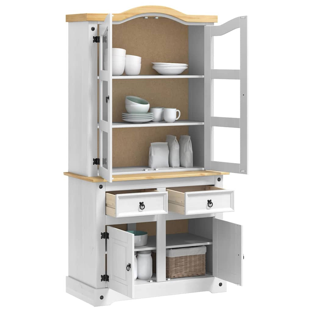 Buffet avec tiroir Corona Blanc 100 x 48,5 x 179 cm Pin massif - XIOS
