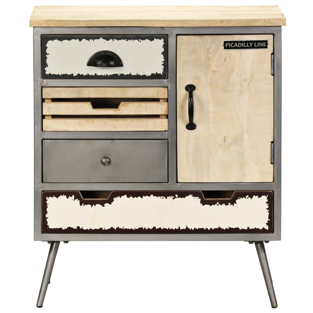 Buffet Bois de manguier massif et acier 65x33x76 cm - XIOS