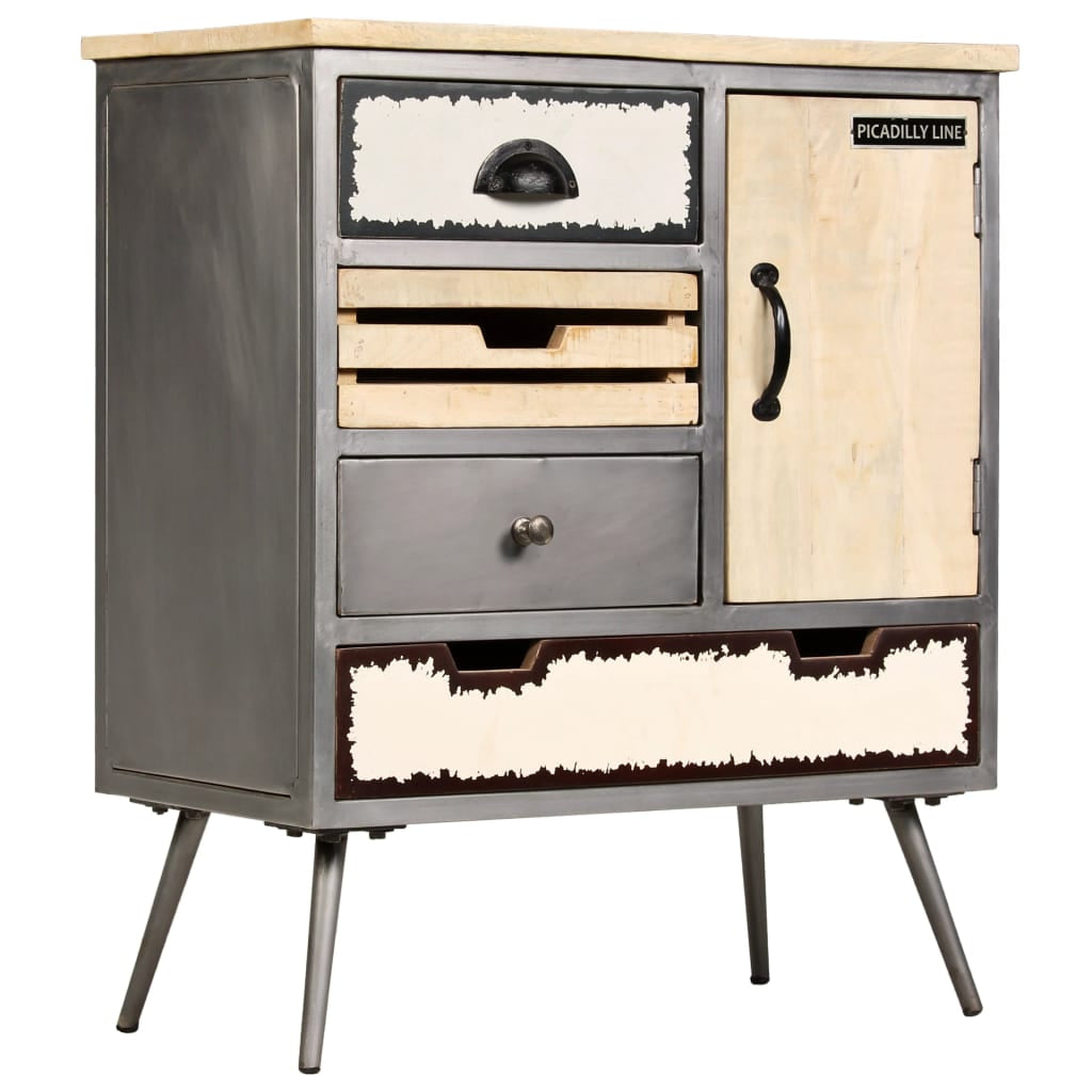 Buffet Bois de manguier massif et acier 65x33x76 cm - XIOS