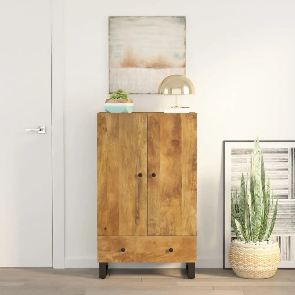 Buffet haut avec tiroir 60x33x100cm bois massif manguier et fer - XIOS