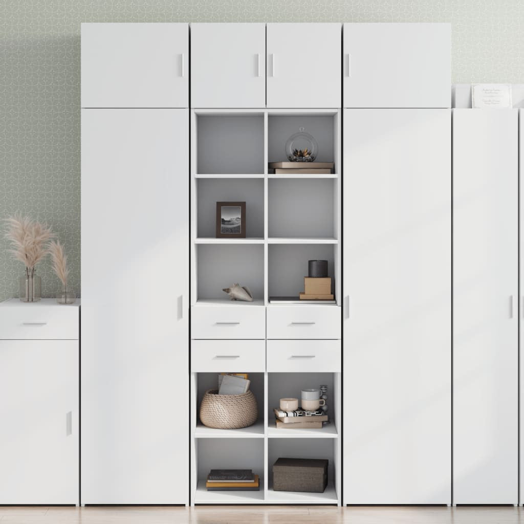 Buffet haut blanc 70x42,5x185 cm bois d’ingénierie - XIOS