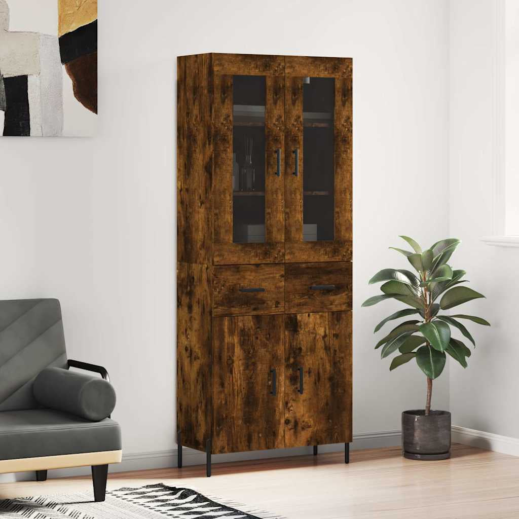 Buffet haut Chêne fumé 69,5x34x180 cm Bois d’ingénierie - XIOS