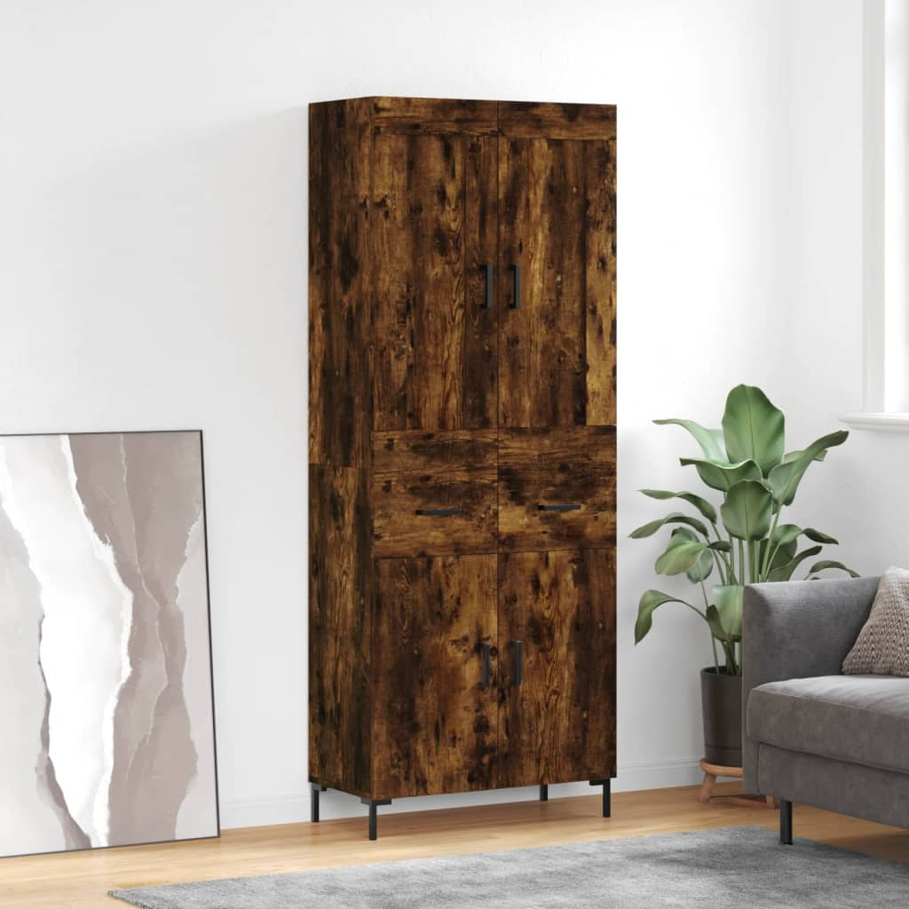 Buffet haut Chêne fumé 69,5x34x180 cm Bois d’ingénierie - XIOS