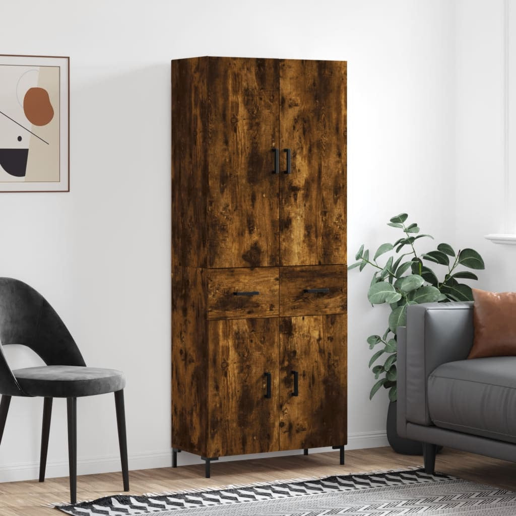 Buffet haut Chêne fumé 69,5x34x180 cm Bois d’ingénierie - XIOS
