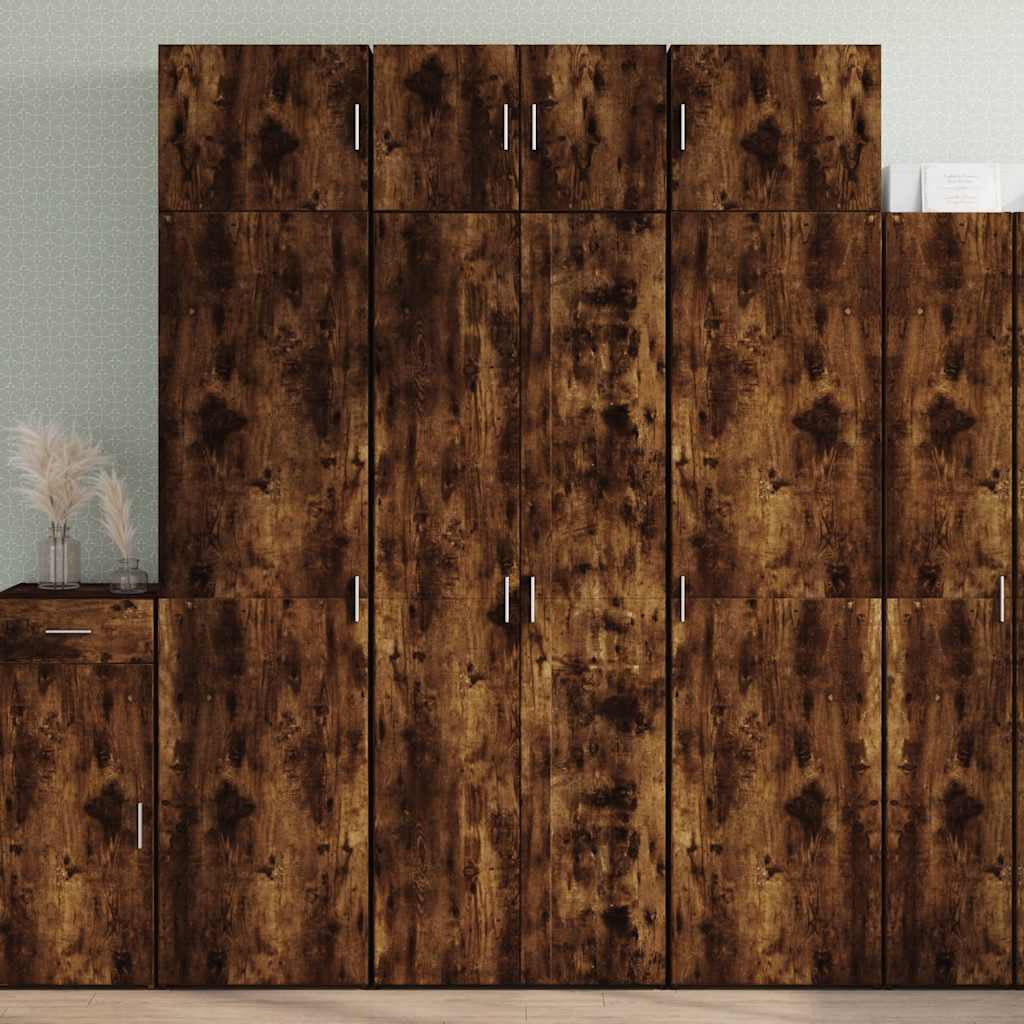 Buffet haut chêne fumé 70x42,5x185 cm bois d’ingénierie - XIOS