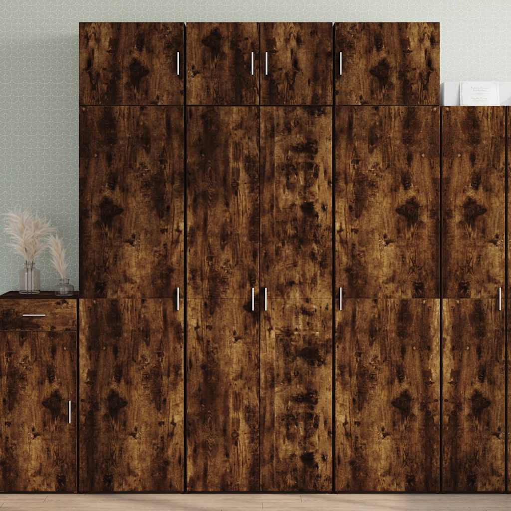 Buffet haut chêne fumé 70x42,5x185 cm bois d’ingénierie - XIOS