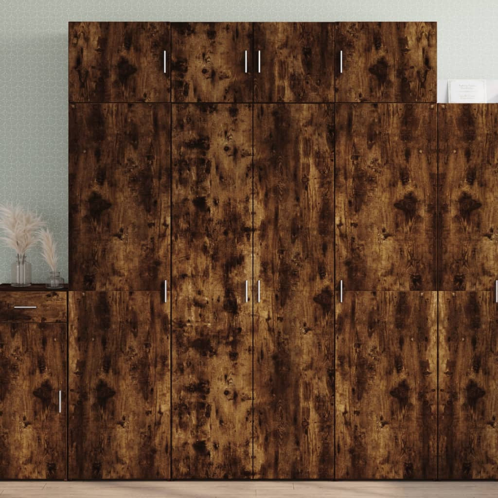 Buffet haut chêne fumé 80x42,5x185 cm bois d’ingénierie - XIOS