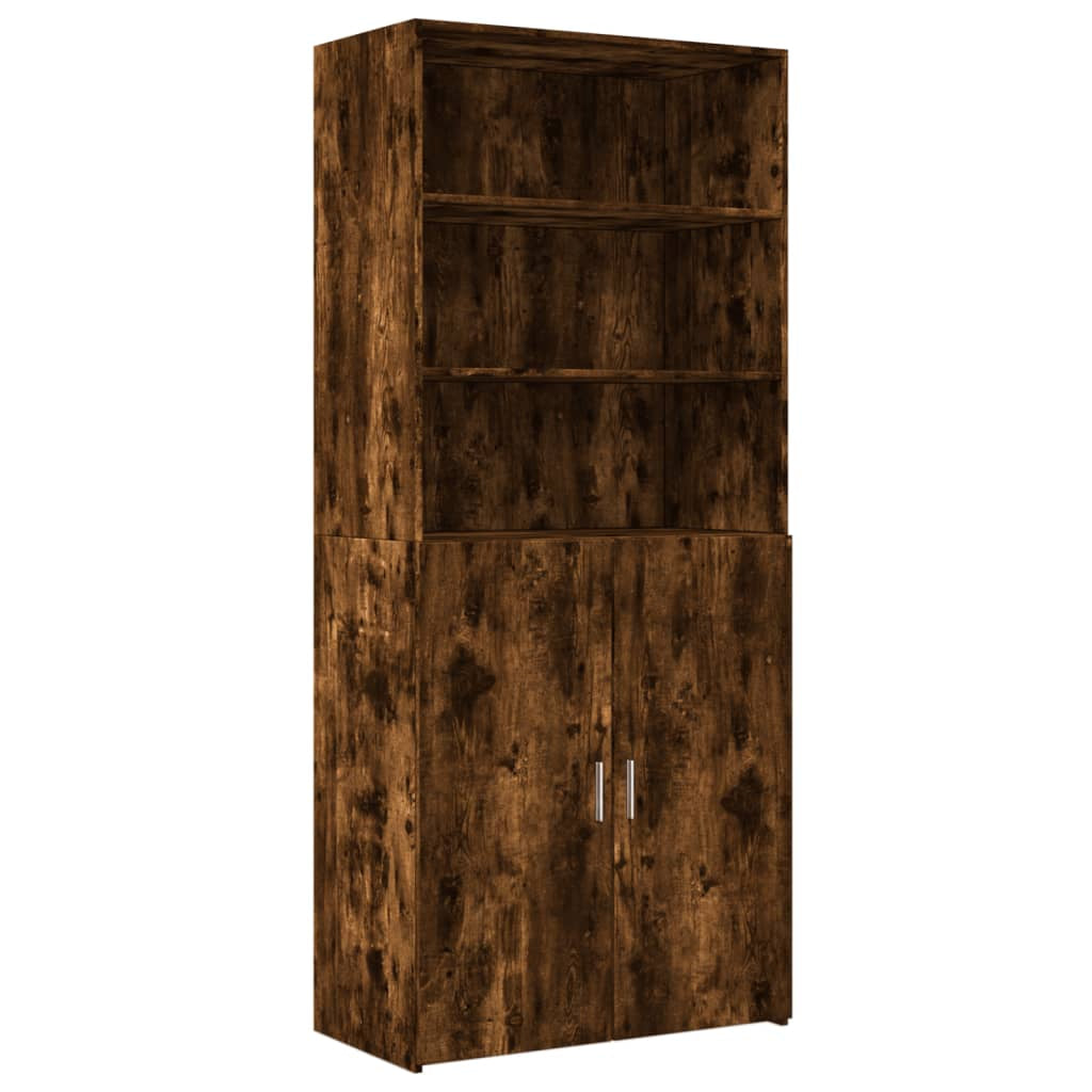 Buffet haut chêne fumé 80x42,5x185 cm bois d’ingénierie - XIOS