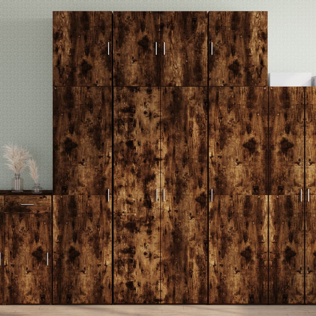 Buffet haut chêne fumé 80x42,5x249 cm bois d’ingénierie - XIOS