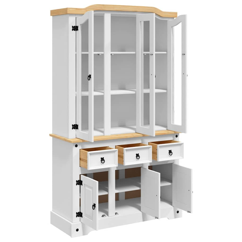 Buffet haut Corona blanc 112x43x191,5 cm bois massif pin mexicain - XIOS