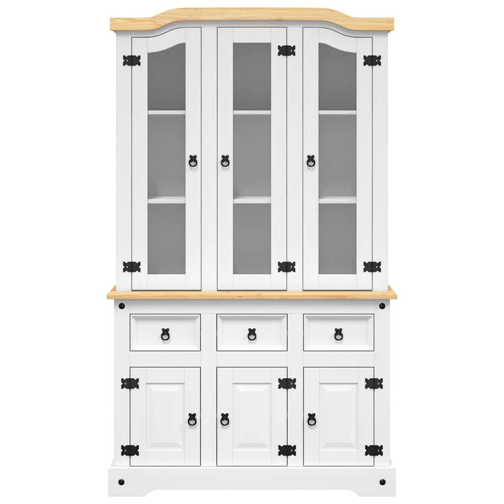 Buffet haut Corona blanc 112x43x191,5 cm bois massif pin mexicain - XIOS