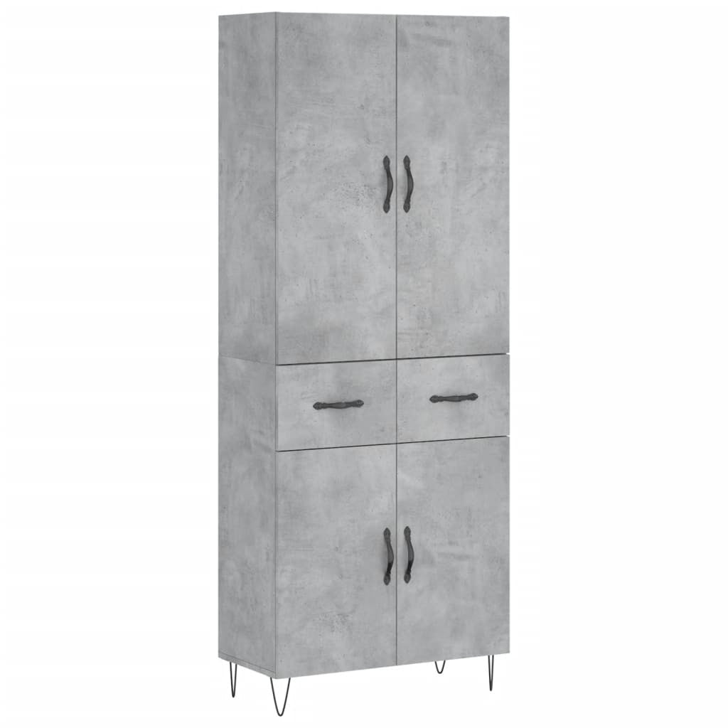 Buffet haut Gris béton 69,5x34x180 cm Bois d’ingénierie - XIOS