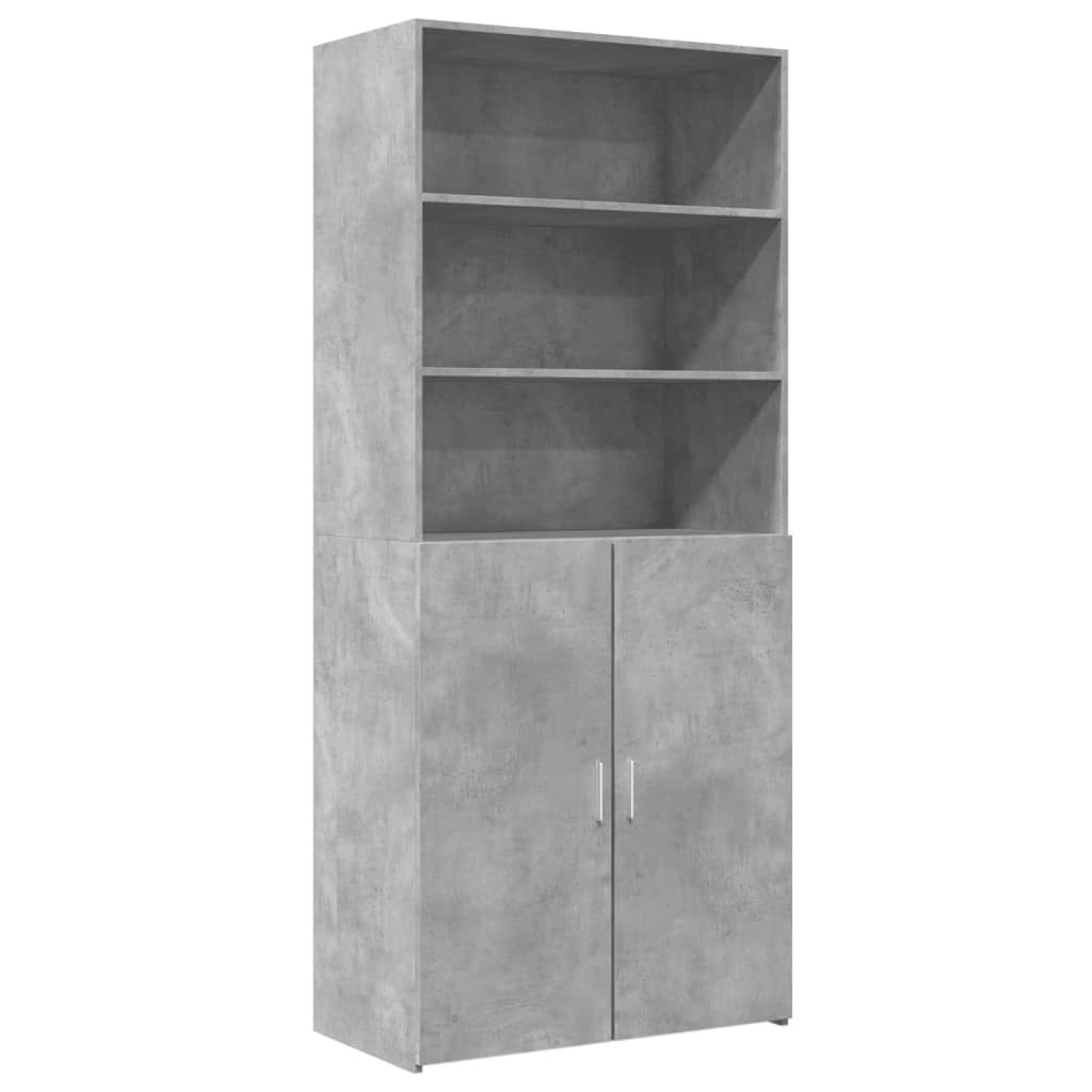 Buffet haut gris béton 80x42,5x185 cm bois d’ingénierie - XIOS