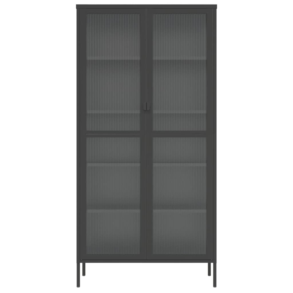 Buffet haut noir 85x40x180 cm verre et acier - XIOS