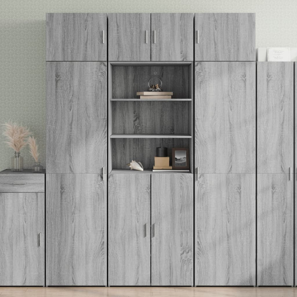 Buffet haut sonoma gris 70x42,5x185 cm bois d’ingénierie - XIOS