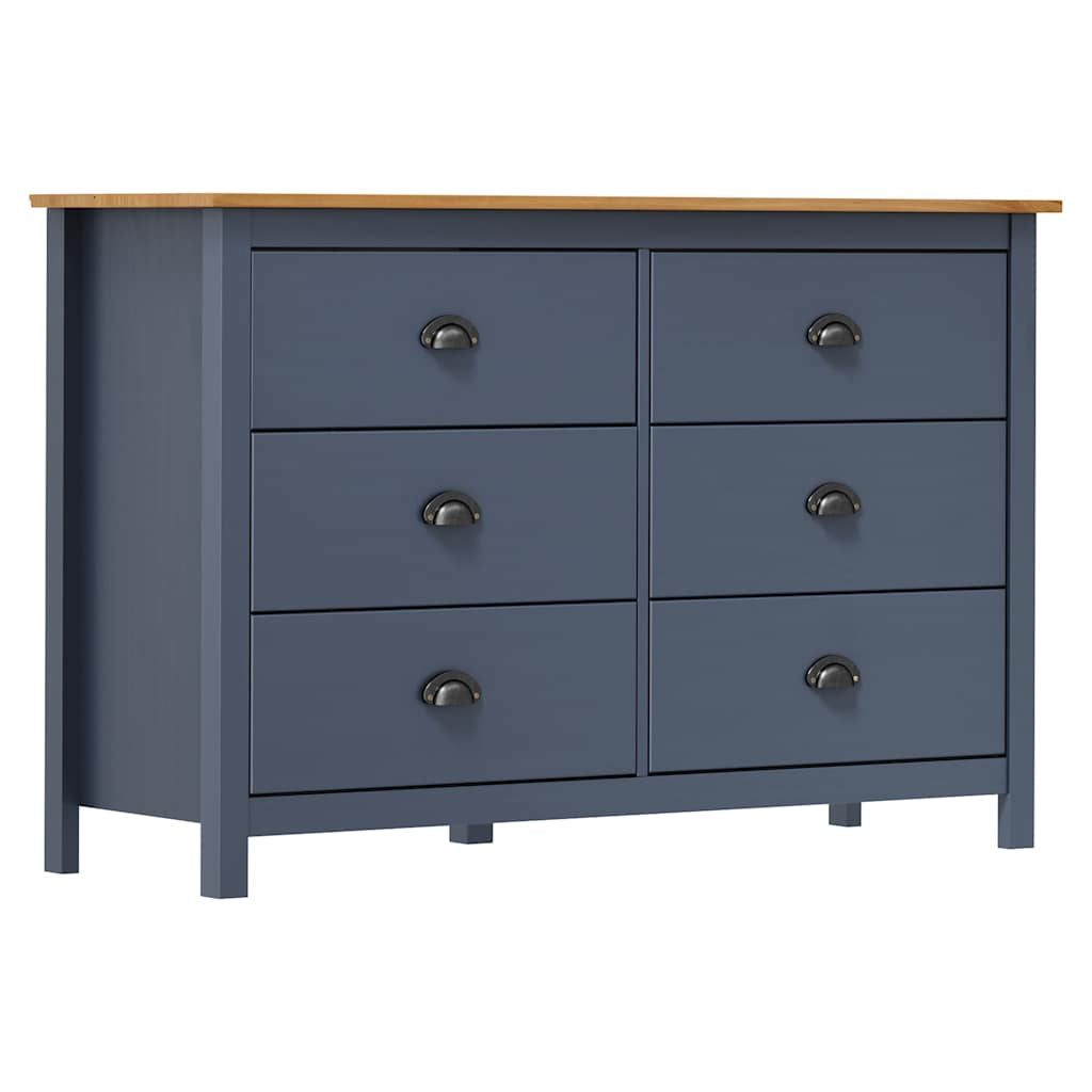 Buffet Hill Gris 125x40x80 cm Bois de pin solide - XIOS