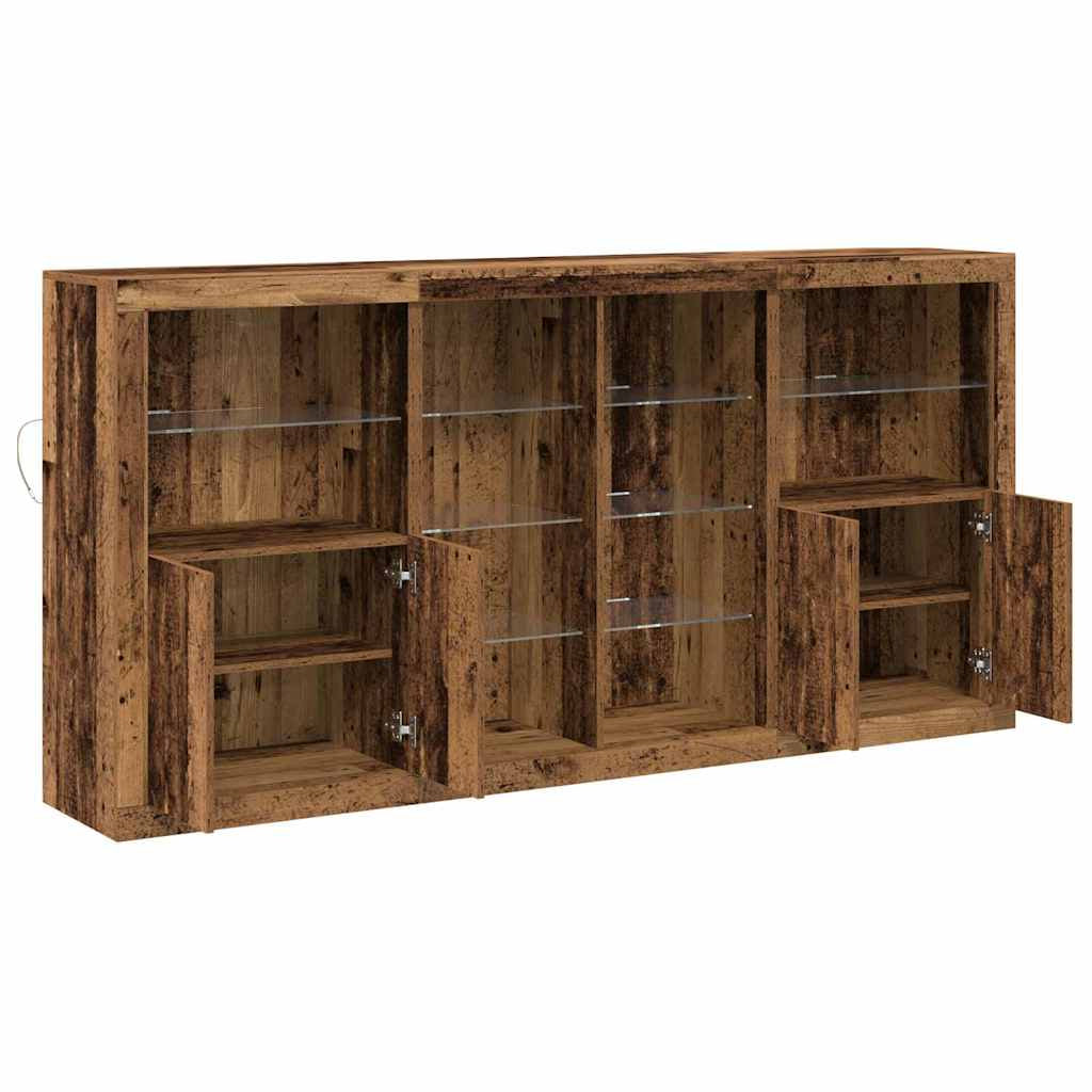 Buffet LED 3 pc Bois ancien 202 x 37 x 100 cm Bois d’ingénierie - XIOS